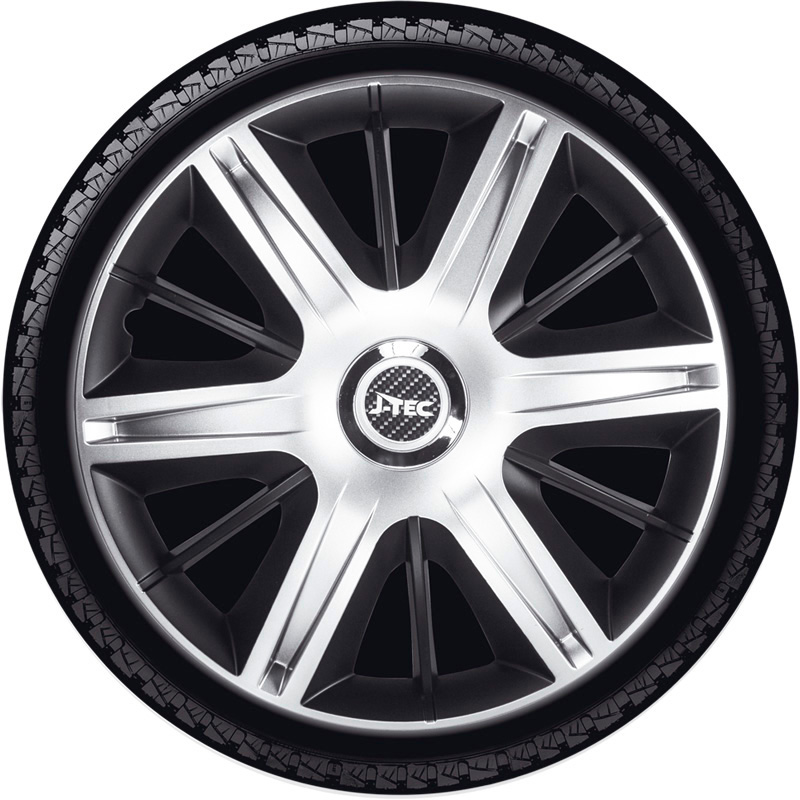 Jeu d'enjoliveurs J-Tec Maximus 16-inch argent/noir + anneau chromé