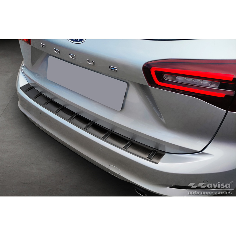 Protection de seuil arrière inox noir sur mesure pour Ford Focus IV Wagon incl. ST-Line 2018- 'STRONG EDITION'