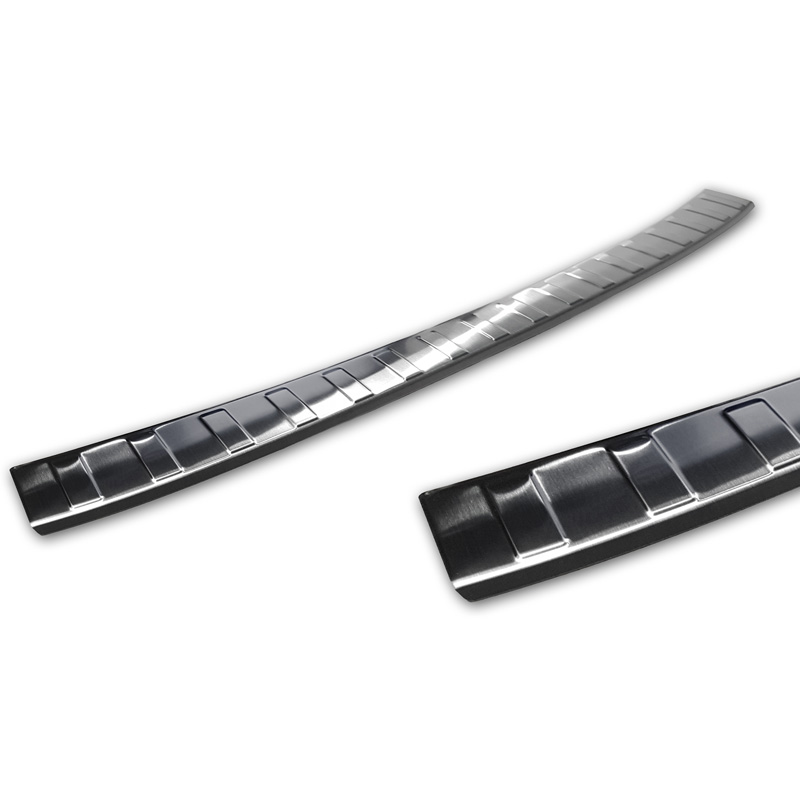 Protection de seuil arrière inox noir sur mesure pour Volkswagen Polo VI 5-portes 2017-2021 & Facelift 2021- 'Ribs'