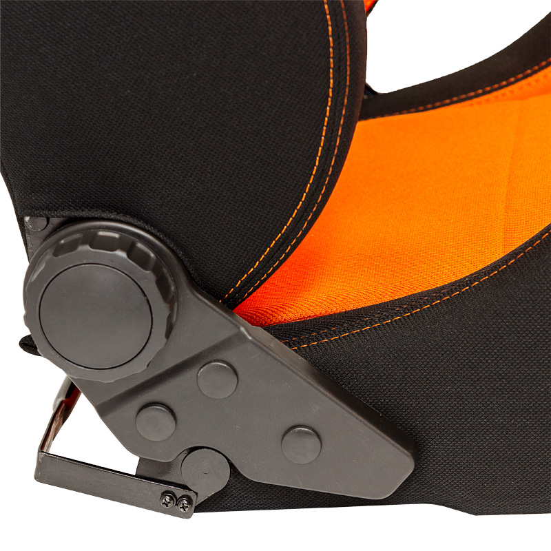 Siège baquet 'Eco' - Noir/Orange - Dossier réglable - incl. glissières