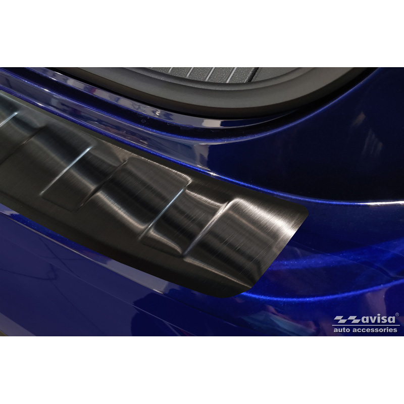 Protection de seuil arrière inox noir sur mesure pour Volkswagen Golf VIII Variant 2020-2024 & FL 2024- 'Ribs'