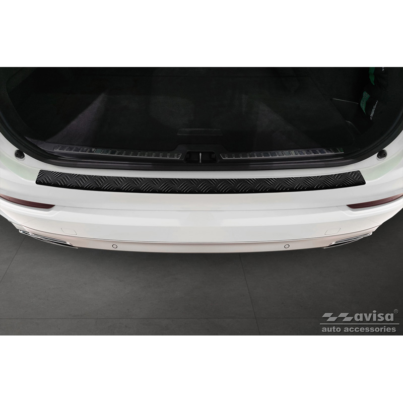 Protection de seuil arrière en aluminium noir mat sur mesure pour Volvo XC90 II 2015-2019 & et tous les modèles restylés 'Riffled Plate'