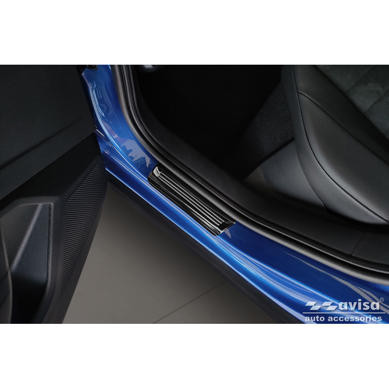 Seuils de portes inoxydable noir luisant sur mesure pour Seat Arona 2017-2021 & FL 2021- - 'Exclusive' - 4-pièces