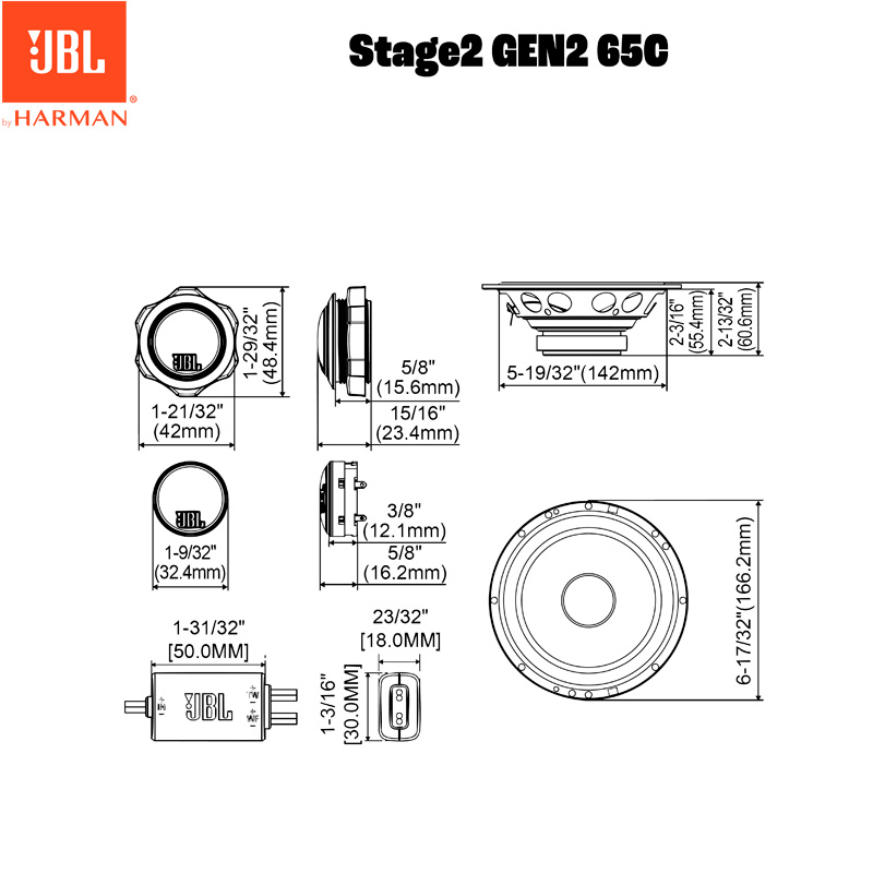 JBL Stage 2 65C 6.5'' (16cm) Set de haut-parleur Compo