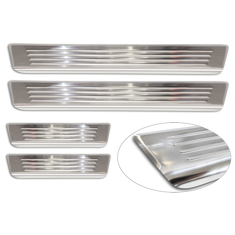 Seuils de portes inoxydable sur mesure pour Volvo EX30 2023- - 'Lines' - 4-pièces