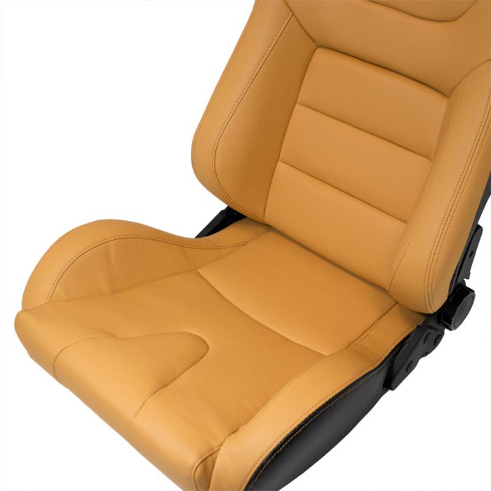 Siège baquet 'RK' - Beige Simili Cuir - Dossier réglable - incl. glissières