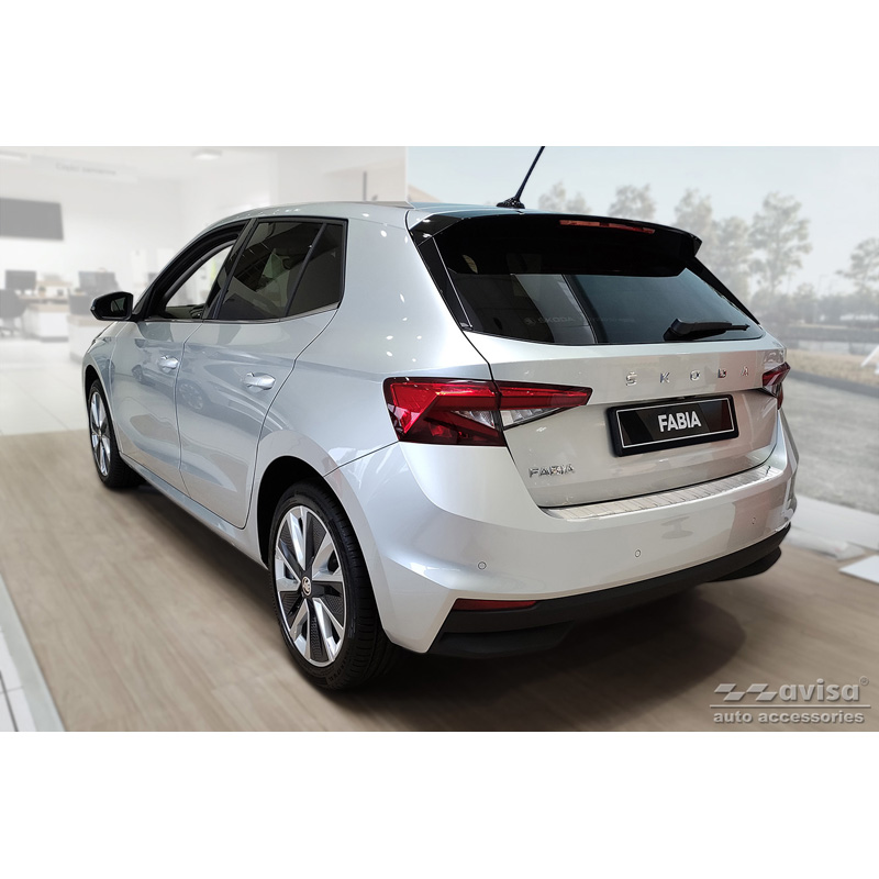 Protection de seuil arrière inox sur mesure pour Skoda Fabia IV Hatchback 2021- 'Ribs'