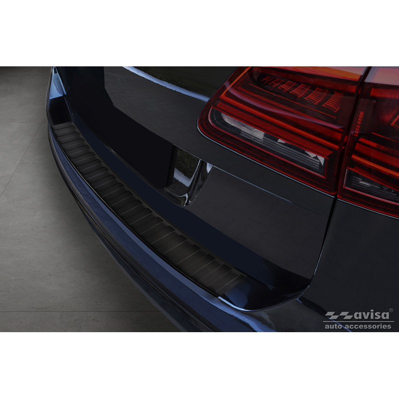 Protection de seuil arrière inox noir mat sur mesure pour Seat Alhambra & Volkswagen Sharan II 2010- 'Ribs'