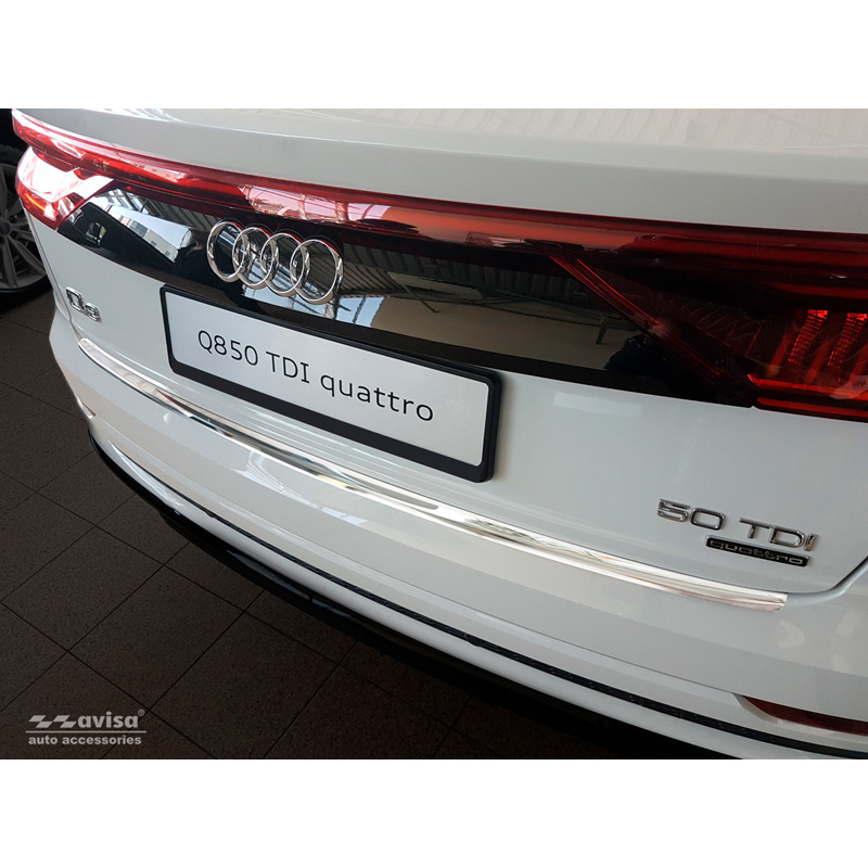 Protection de seuil arrière inox Chrome sur mesure pour Audi Q8 2018-2023 & Facelift 2023- 'Ribs'