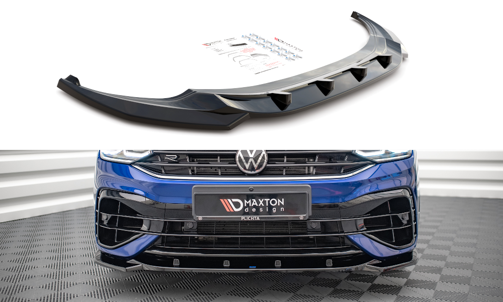 Voorspoiler V.3 VW Tiguan R MK2 Facelift Maxton Glans Zwart