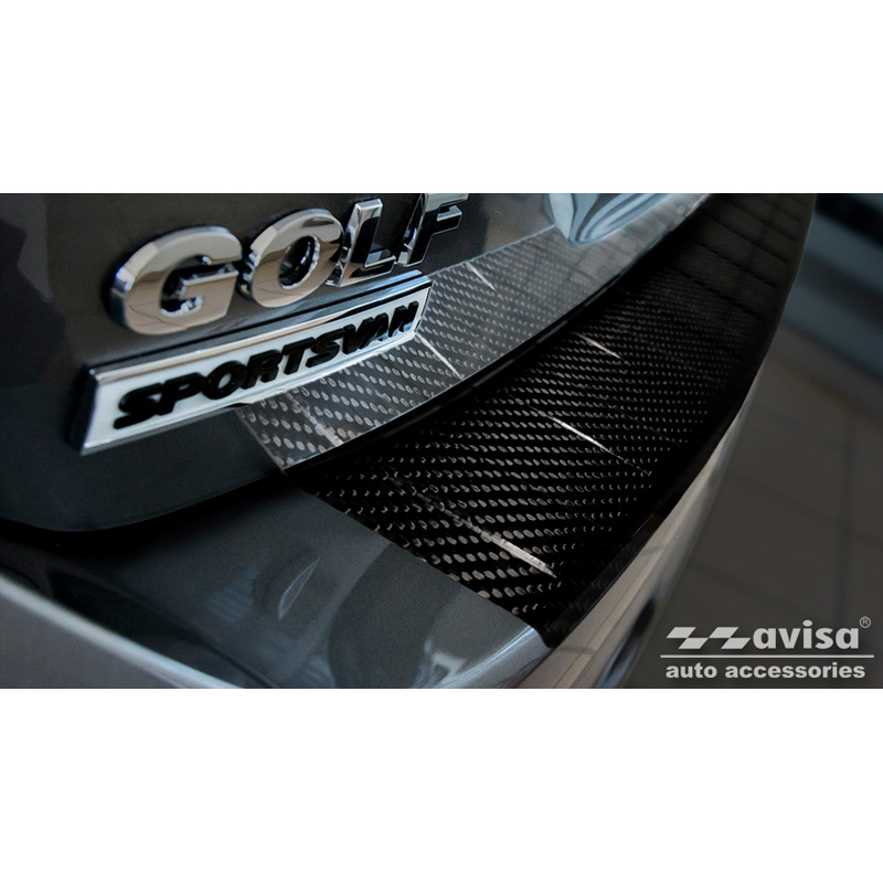 Protection de seuil arrière carboné 3D sur mesure pour Volkswagen Golf Sportsvan 2014-2017 & FL 2017- 'Ribs'