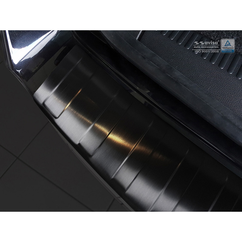 Protection de seuil arrière inox noir sur mesure pour Skoda Octavia III Kombi Facelift 2017-2020 'Ribs'