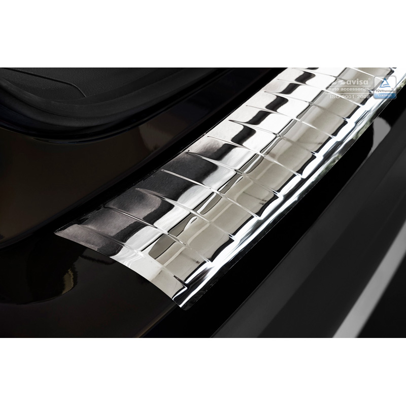 Protection de seuil arrière inox Chrome sur mesure pour Mitsubishi Outlander III 2015- 'Ribs'
