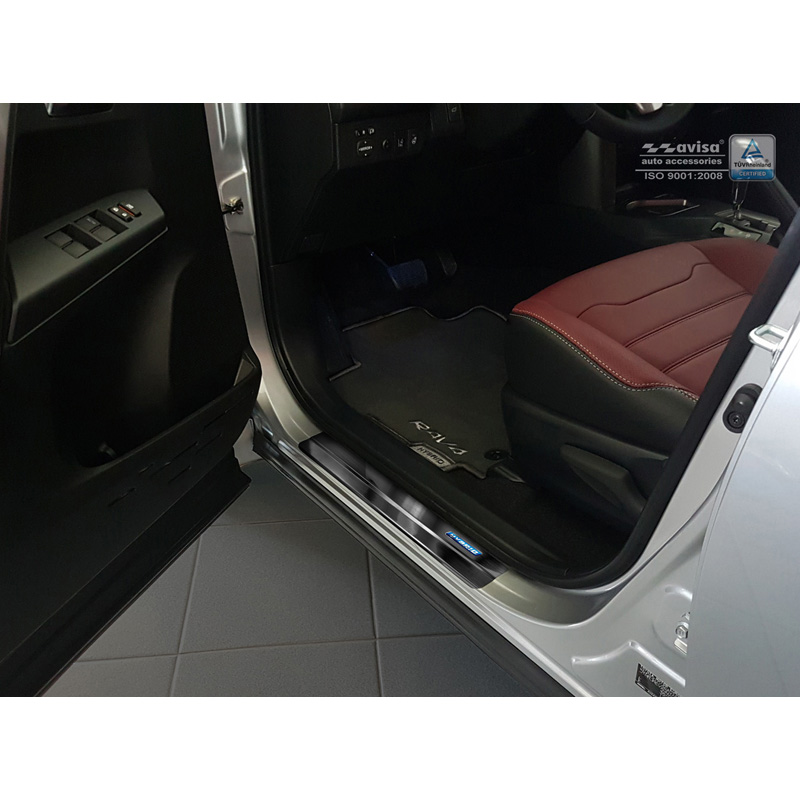 Seuils de portes inoxydable noir sur mesure pour Toyota C-HR 2016-2019 & FL 2019-2023 & RAV4 IV FL 2016-2018 & Lexus NX 2014-2021 - 'Hybrid' - 4-pièces