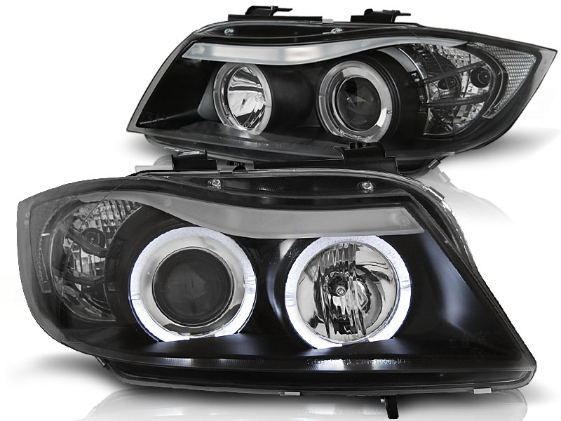 Phares BMW 3 serie E90 Angel Eyes noire