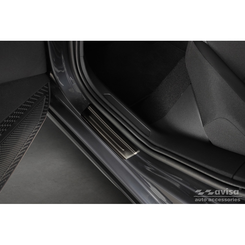 Seuils de portes inoxydable noir sur mesure pour Volkswagen Taigo 2021- 'Exclusive Edition' - 4-pièces