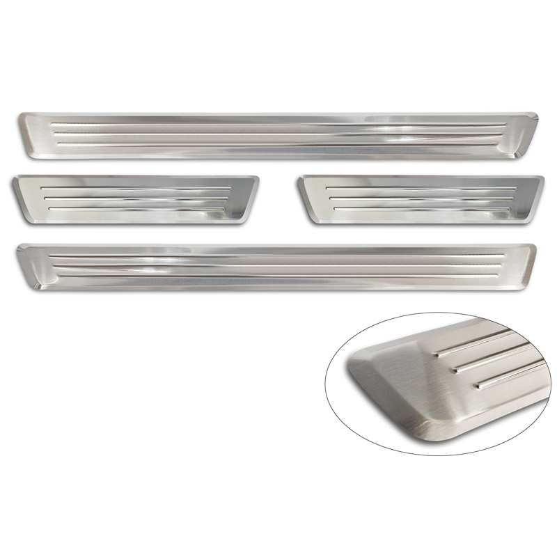 Seuils de portes inoxydable sur mesure pour Volvo V90 & V90 Cross Country 2016- - 'Lines' - 4-pièces