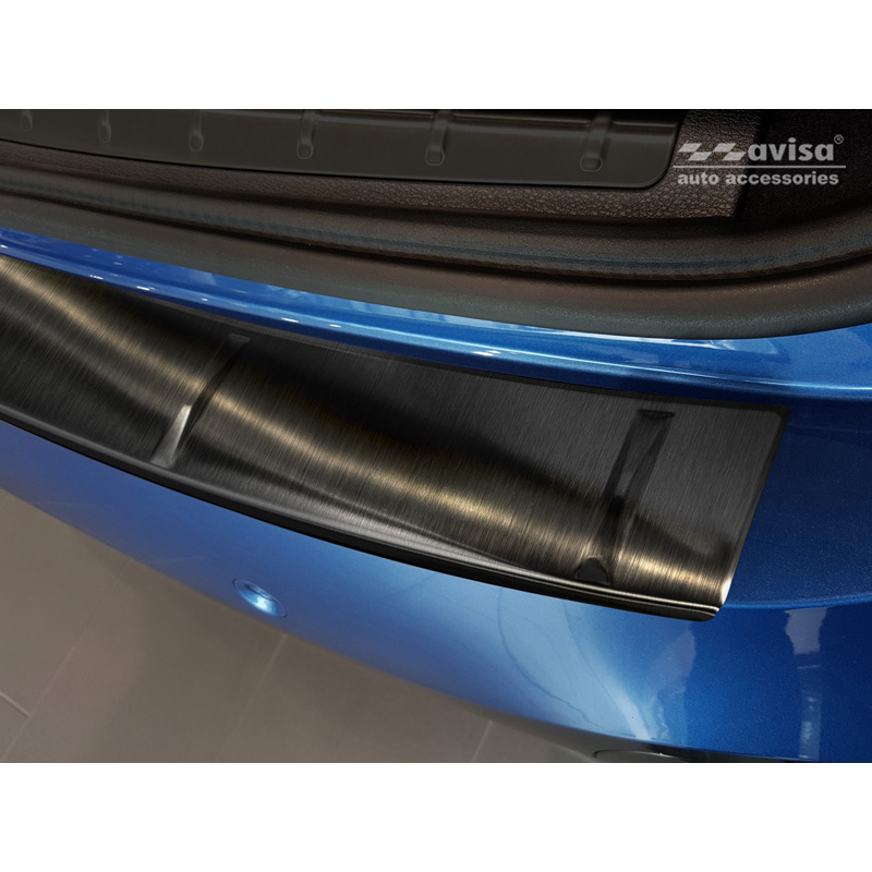 Protection de seuil arrière inox noir sur mesure pour BMW X1 II F48 Paquet M 2015-2022 'Ribs'