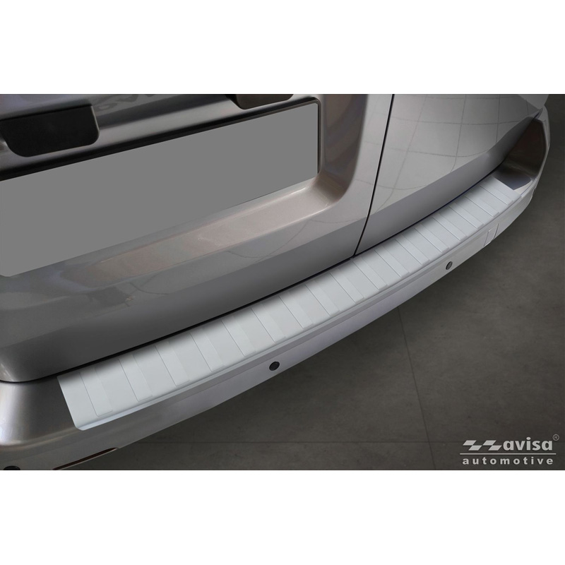 Avisa Protection de seuil arrière inox thermolaqué sur mesure pour Citroën Jumpy & Spacetourer / Peugeot Expert & Traveller / Toyota Proace 2016- / Opel Vivaro & Zafira Life 2019- (L1) 'Soft Silver'
