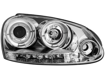 Phares VW Golf V Angel Eyes + LED chrome