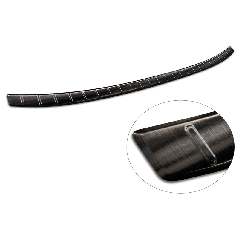 Protection de seuil arrière inox noir sur mesure pour Volkswagen Taigo 2021- 'Ribs'