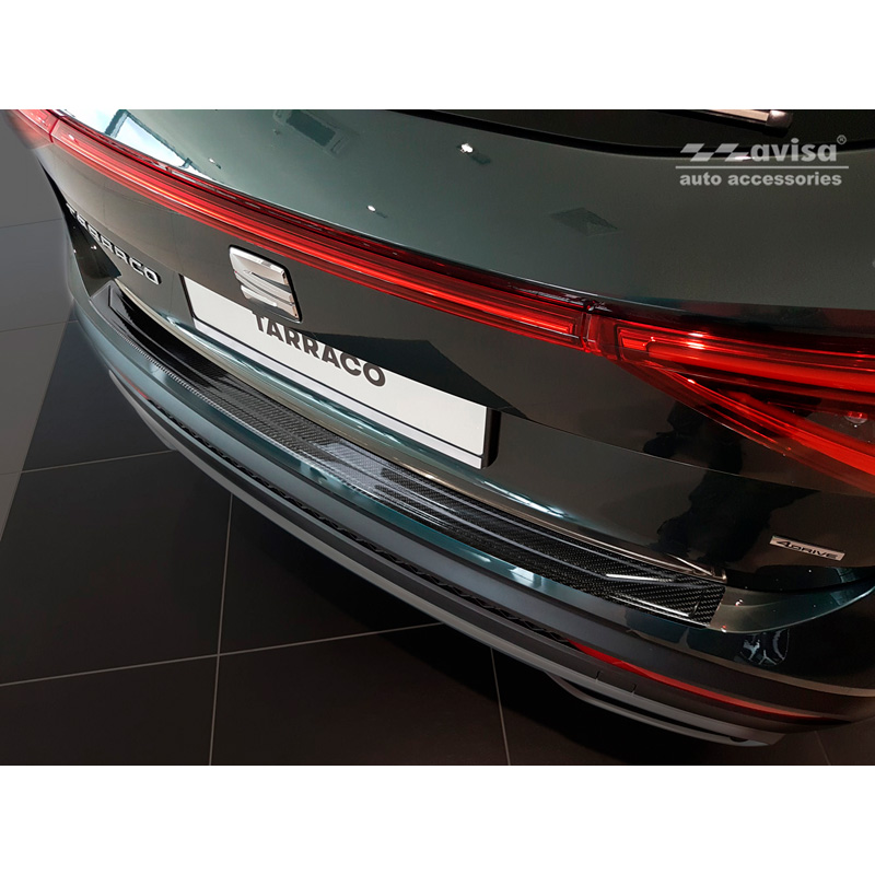 Protection de seuil arrière carboné 3D sur mesure pour Seat Tarraco 2019-