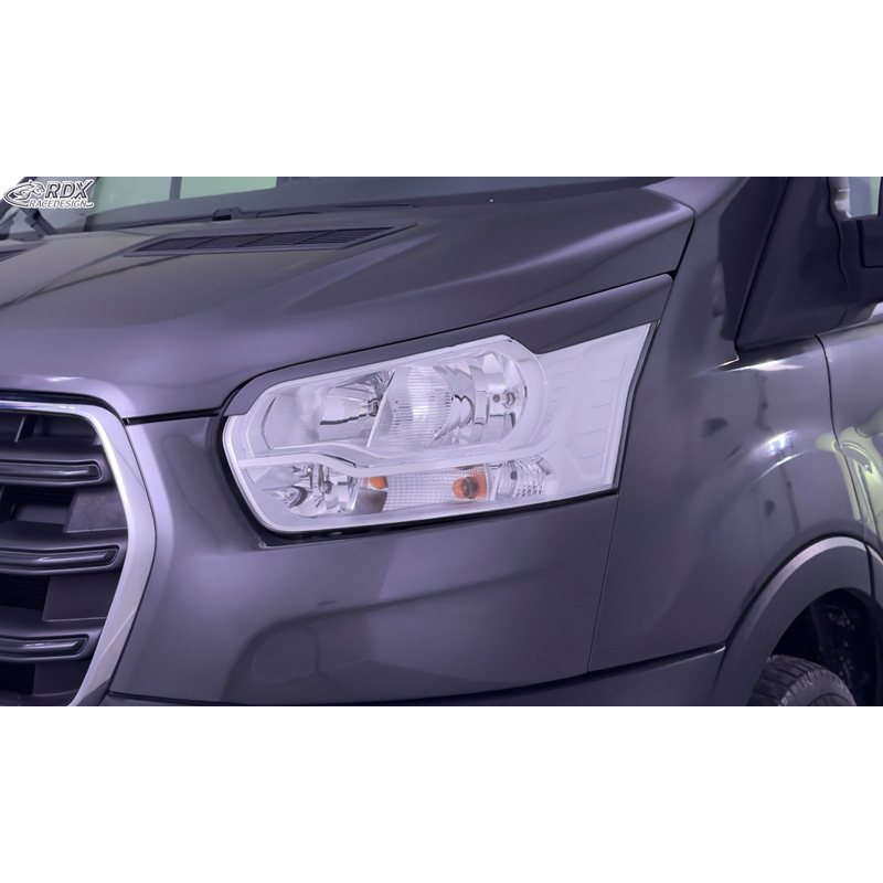 RDX Racedesign Spoilers de phares sur mesure pour Ford Transit (phares halogènes argentés) 2014- (ABS)