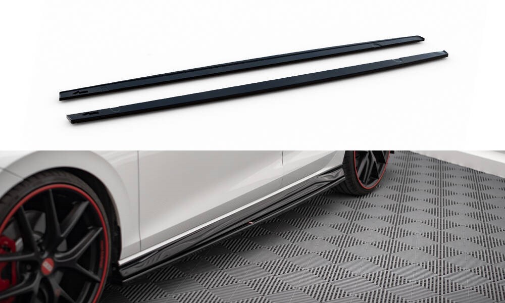 Zijskirts V.4 Volkswagen Golf 8 GTI / GTI Clubsport / R-Line Maxton Glans Zwart