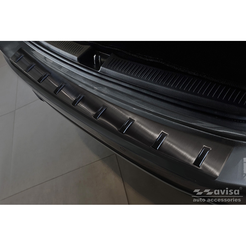 Protection de seuil arrière inox noir sur mesure pour Mercedes Classe-B (W247) 2019- (incl. AMG) 'STRONG EDITION'
