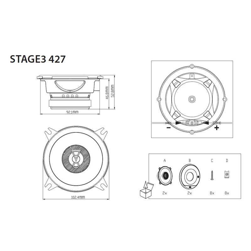 JBL Stage 3 427 4.0'' (10cm) Set de haut-parleur