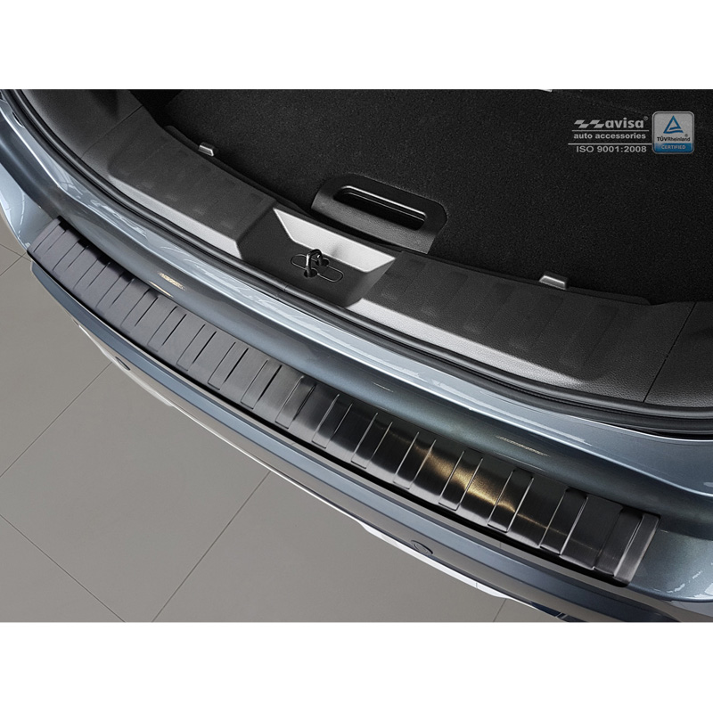 Protection de seuil arrière inox noir sur mesure pour Nissan X-Trail III (T32) Facelift 2017-2021 'Ribs'