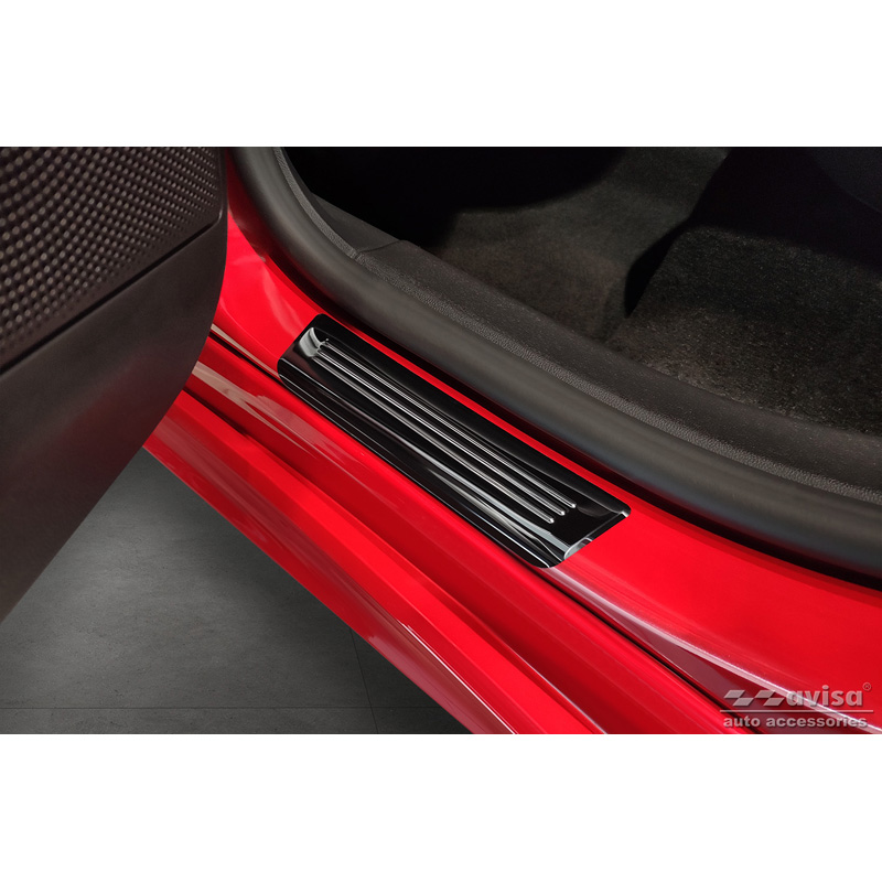 Seuils de portes inoxydable noir sur mesure pour Ford Focus IV excl. ST-Line 2018- 'Hybrid' - 4-pièces