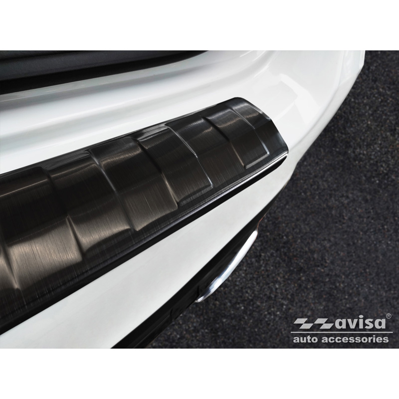 Protection de seuil arrière inox noir sur mesure pour Mercedes GLS (X167) 2019-2023 & FL 2023- 'Ribs'