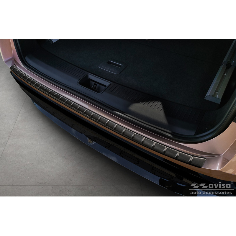 Protection de seuil arrière inox noir sur mesure pour Nissan Ariya 2022- 'Ribs'