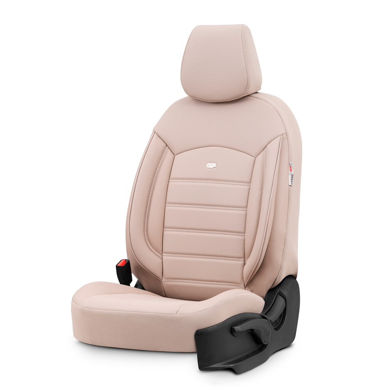 Housse de sièges universel en plein cuir 'Inspire' Crème - 11-pièces - adapté aux Side-Airbags