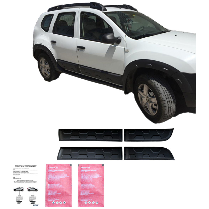Jeu de baguettes de porte sur mesure pour Dacia Duster I 2010-2017 (Off-Road) (sans marquage Duster) - Noir mat