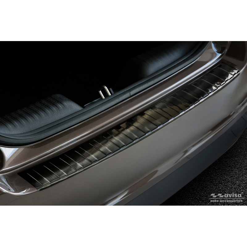 Protection de seuil arrière inox noir sur mesure pour Fiat Tipo Sedan 2016-2020 & FL 2020- 'Ribs'