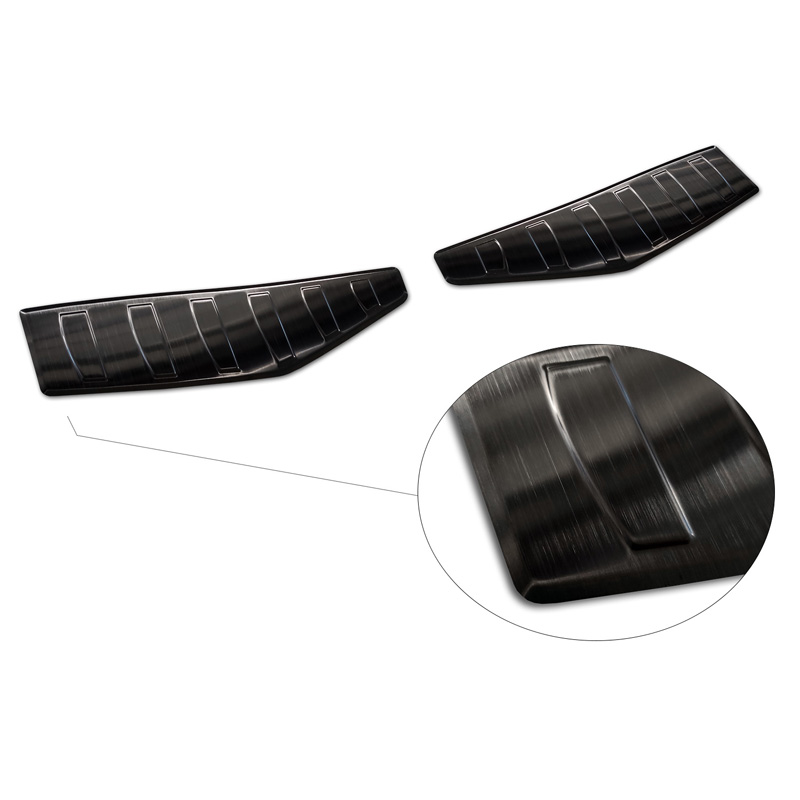 Protection de seuil arrière inox noir sur mesure pour Ford Mustang Mach-E 2020- 'Ribs' (2-pièces)