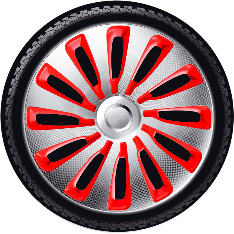 Jeu d'enjoliveurs J-Tec Sepang 13-inch argent/rouge/look-carboné