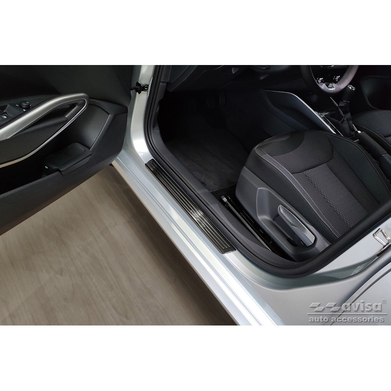 Seuils de portes inoxydable noir sur mesure pour Skoda Fabia IV Hatchback 2021- 'Special Edition' - 4-pièces