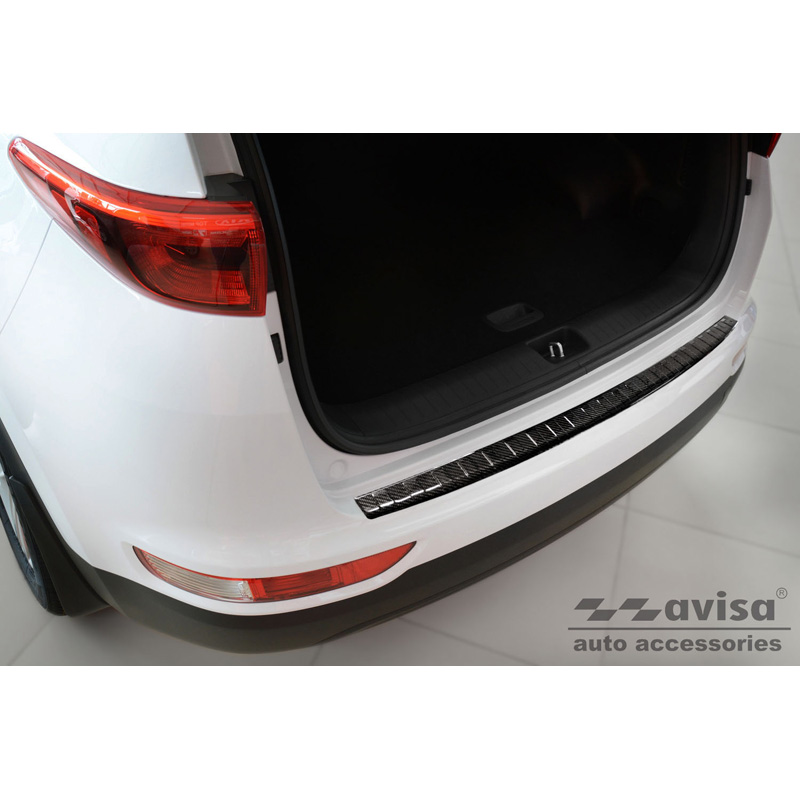 Protection de seuil arrière carboné 3D sur mesure pour Kia Sportage IV Facelift 2018-2021 'Ribs'