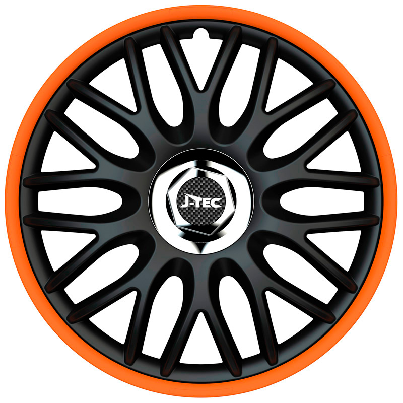 Jeu d'enjoliveurs J-Tec Orden R 14-inch noir/orange + anneau chromé