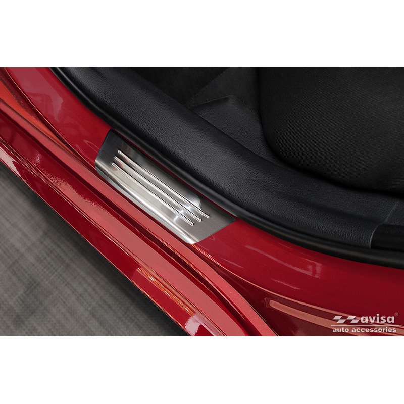 Seuils de portes inox sur mesure pour Toyota Yaris 2020- incl. Facelift, excl. GR / Toyota Yaris Cross 2021- / Toyota C-HR II 2023- 'Lines' - 4-pièces
