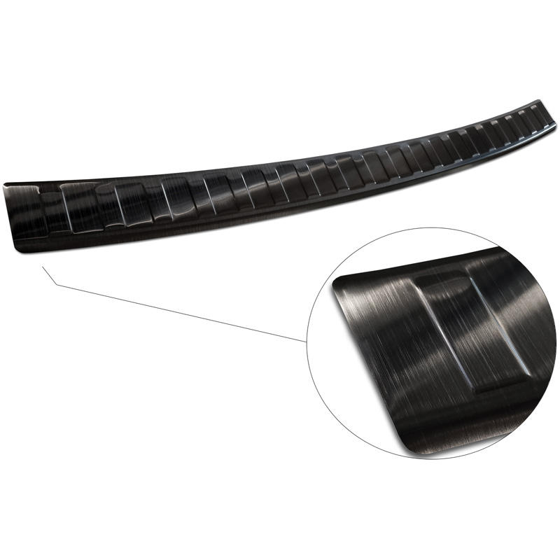Protection de seuil arrière inox noir sur mesure pour Volkswagen Passat Sedan 2014-2019 & FL 2019-2023 'Ribs'