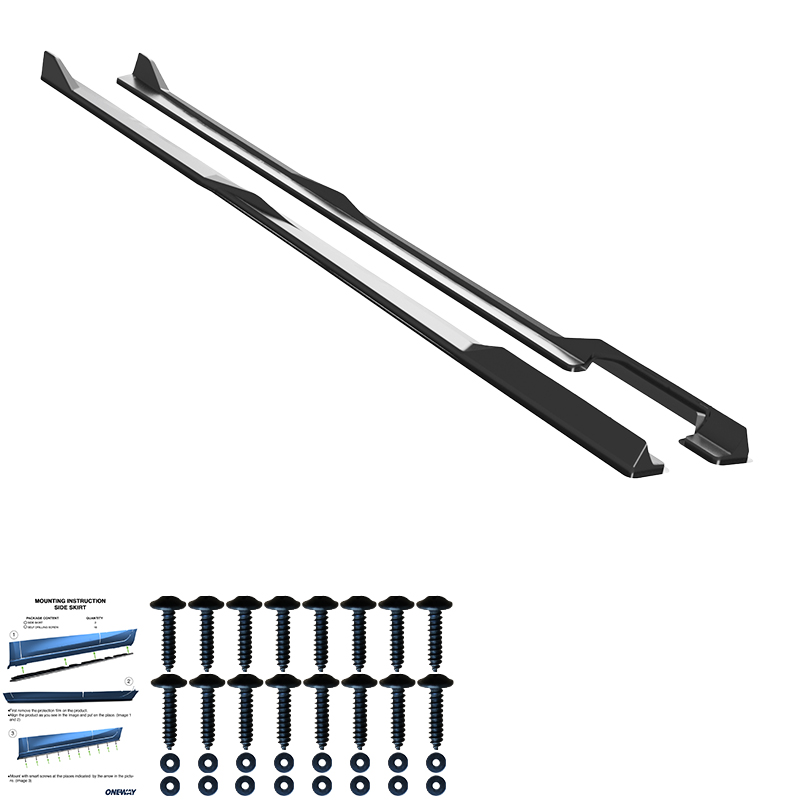 Oneway Set de jupes latérales sur mesure pour BMW Serie-5 G60/G61 Sedan/Touring M-Pack 2023- incl. i5 - Noir brillant