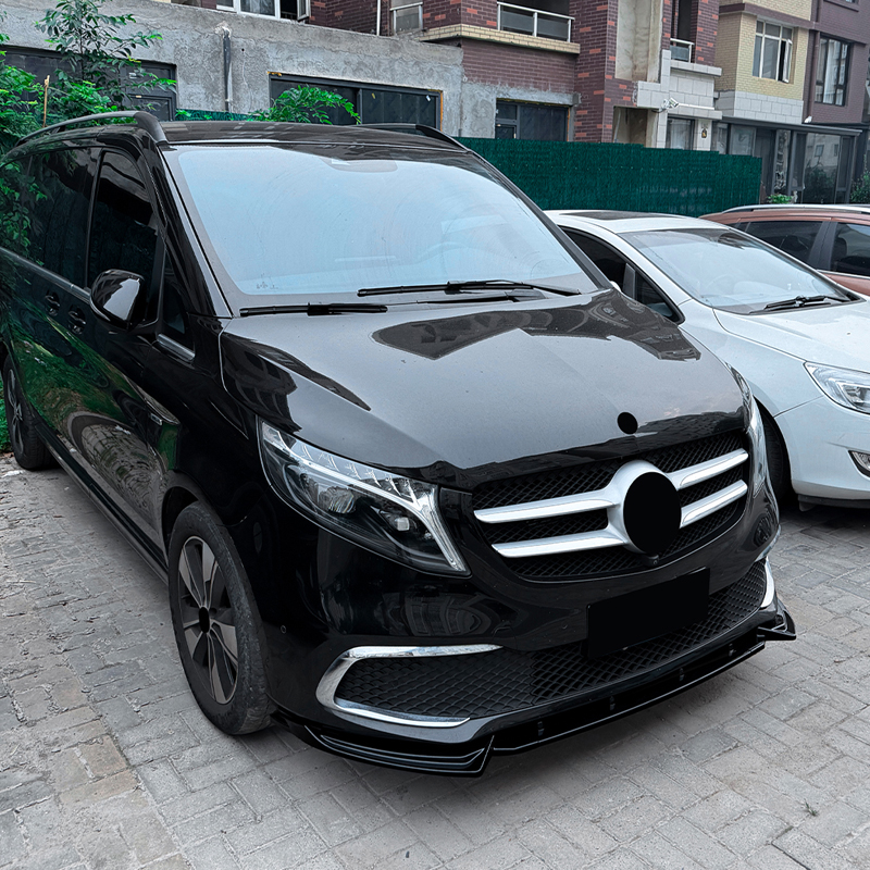 Spoiler avant sur mesure pour Mercedes Classe-V (W447) SE 2019-2023 (ABS Noir luisant)