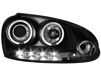 Phares VW Golf V Angel Eyes + LED noire