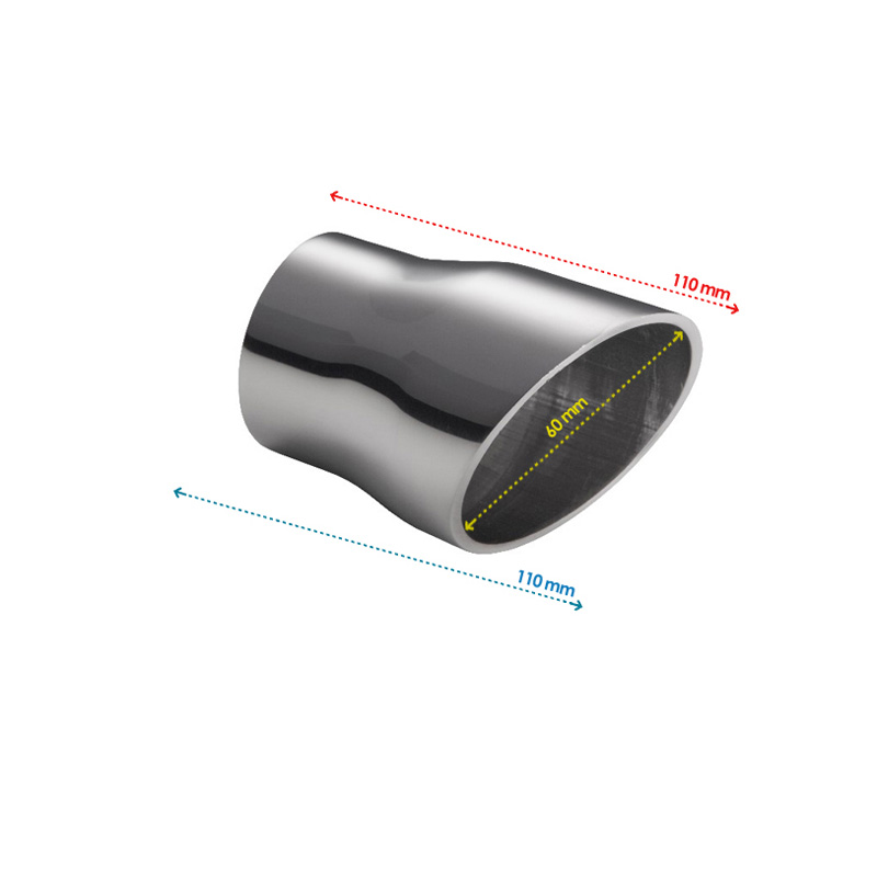 Ulter Sport Embout d'échappement - Ronde Ø60mm Incliné - Longueur 110mm - Montage ->50mm - Inoxydable