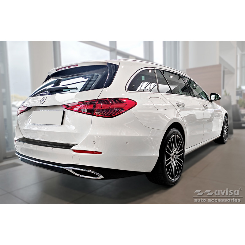 Protection de seuil arrière inox noir sur mesure pour Mercedes Classe-C W206 Kombi 2021- 'Ribs'