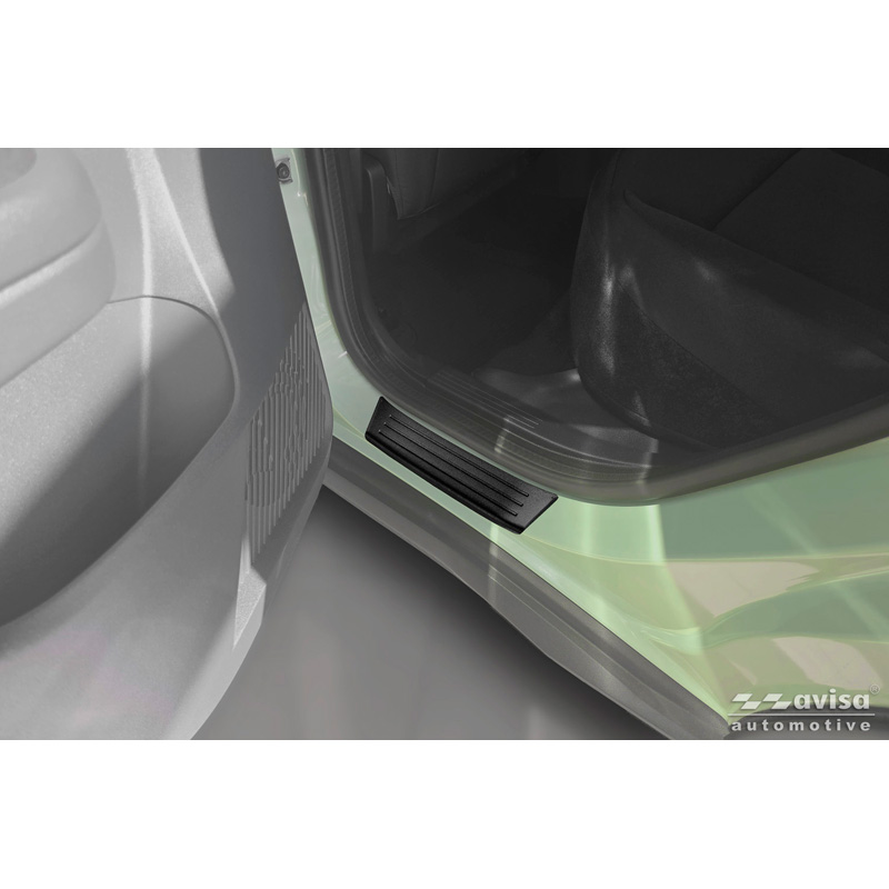 Avisa Seuils de portes inoxydable noir mat sur mesure pour Fiat Grande Panda (328) 2025- - 'Lines' - 4-pièces